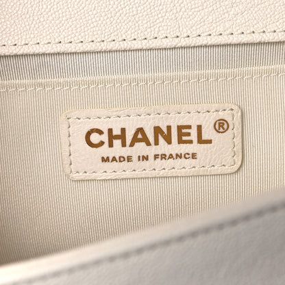 Chanel Caviar Chevron Quilted Medium Boy Flap Light Beige 6 of 10