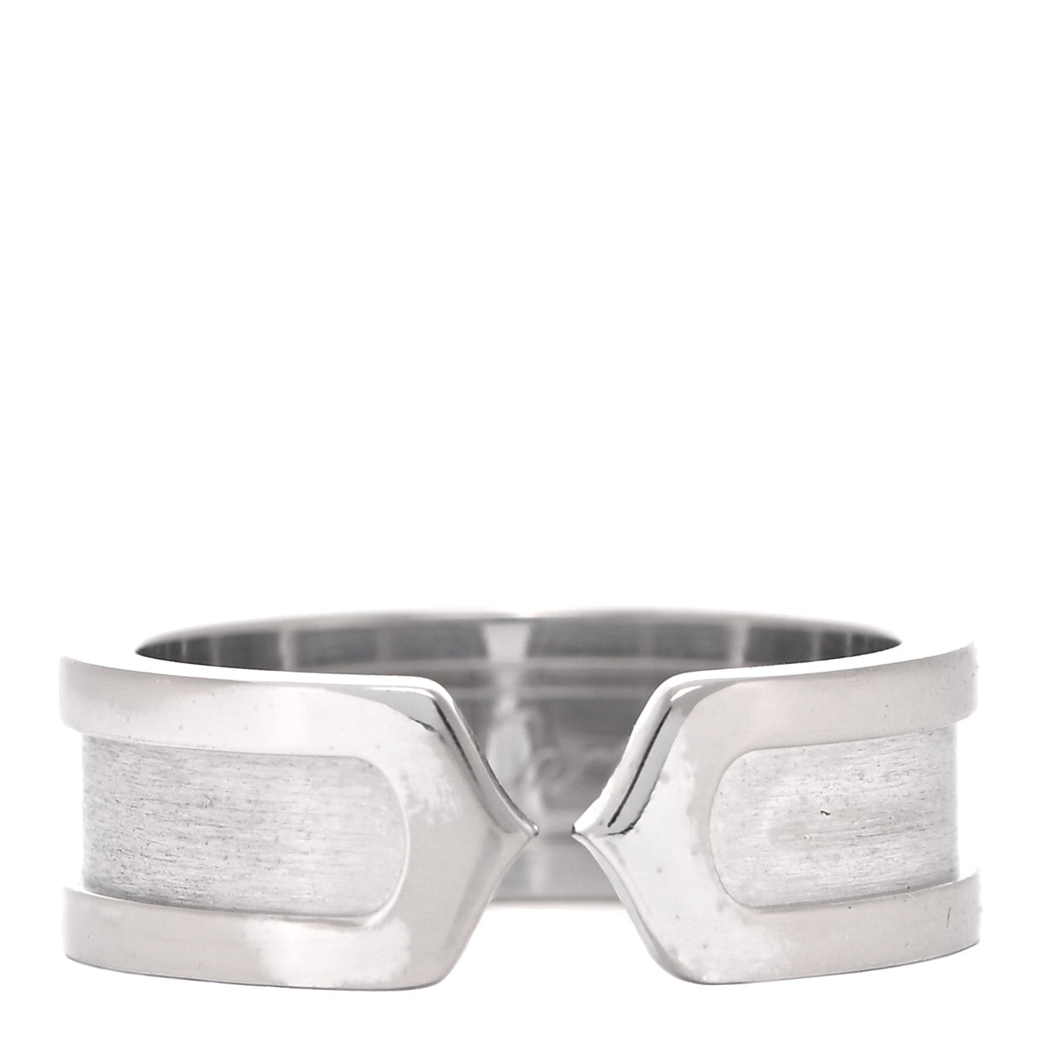 Cartier 18K White Gold 6.5mm Logo De Cartier Ring 50 5.25 1 of 5