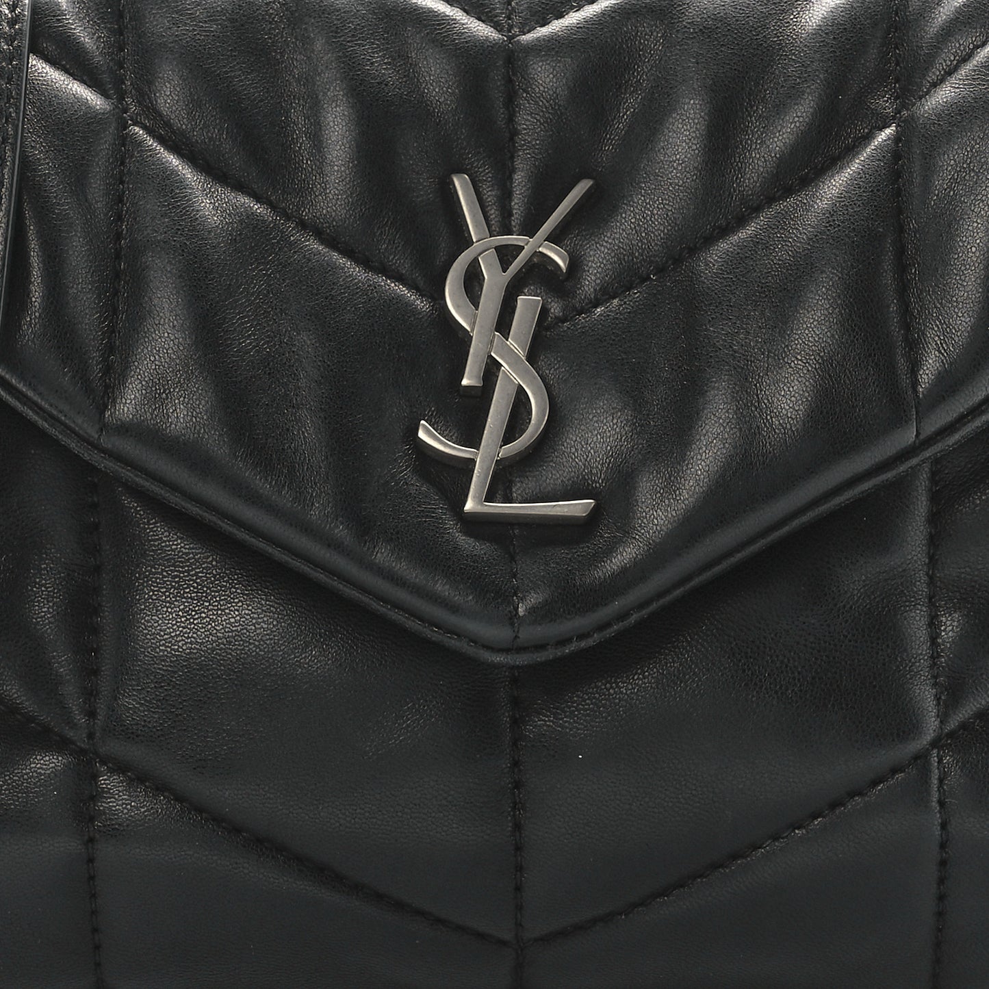 Lambskin Quilted Toy Loulou Puffer Monogram Chain Satchel Black