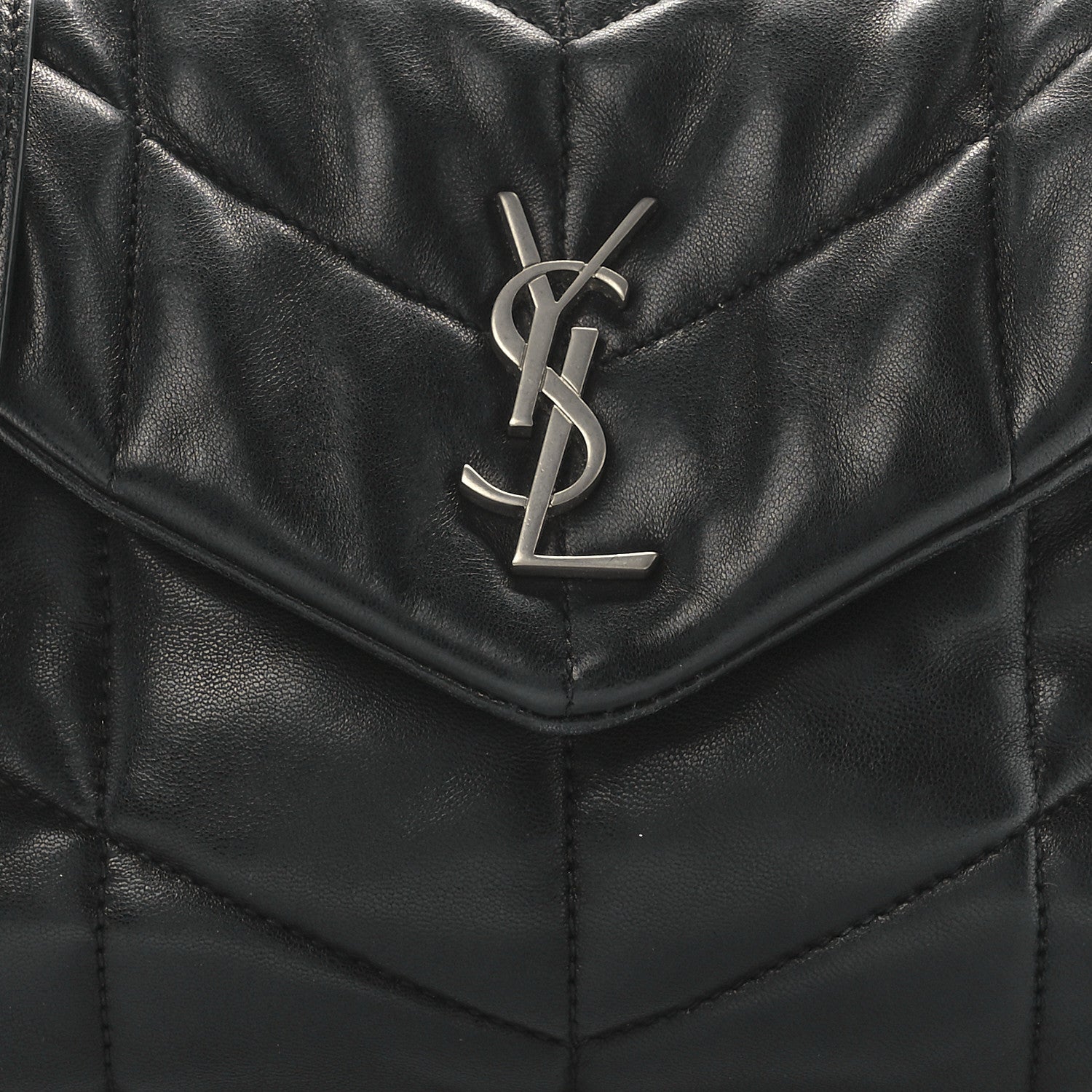Saint Laurent Lambskin Quilted Toy Loulou Puffer Monogram Chain Satchel Black 9 of 12