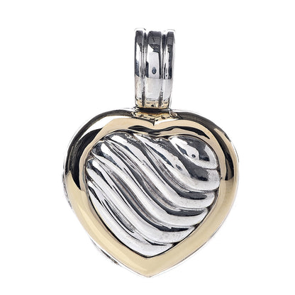 David Yurman Sterling Silver 18K Yellow Gold Cable Heart Locket Enhancer Pendant 1 of 3