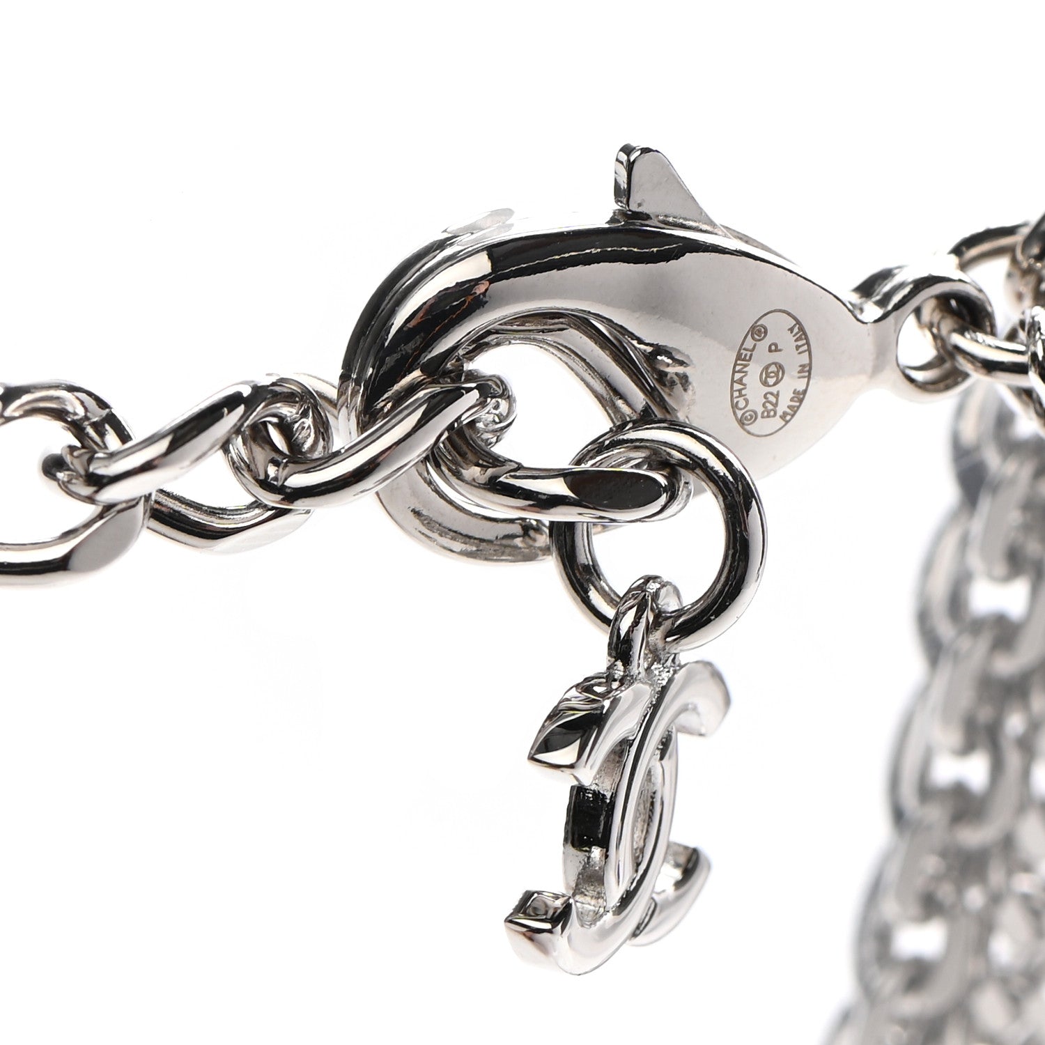 Chanel Baguette Crystal CC Multi Strand Long Chain Necklace Silver 4 of 7
