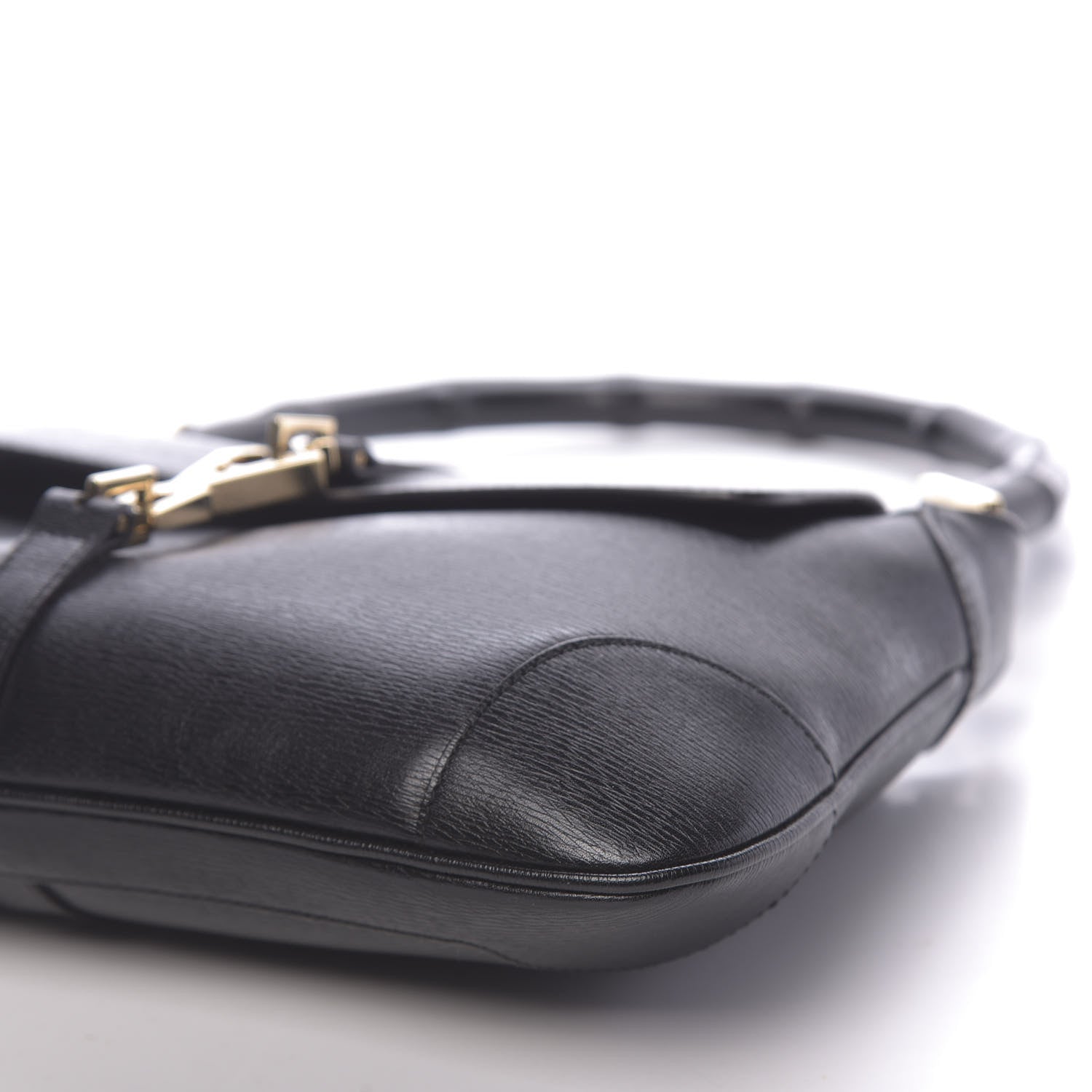 Gucci Calfskin Bamboo Handle Jackie O Hobo Black 9 of 10