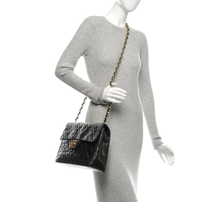 Chanel Lambskin Quilted XL Jumbo Single Flap Black 2 of 9
