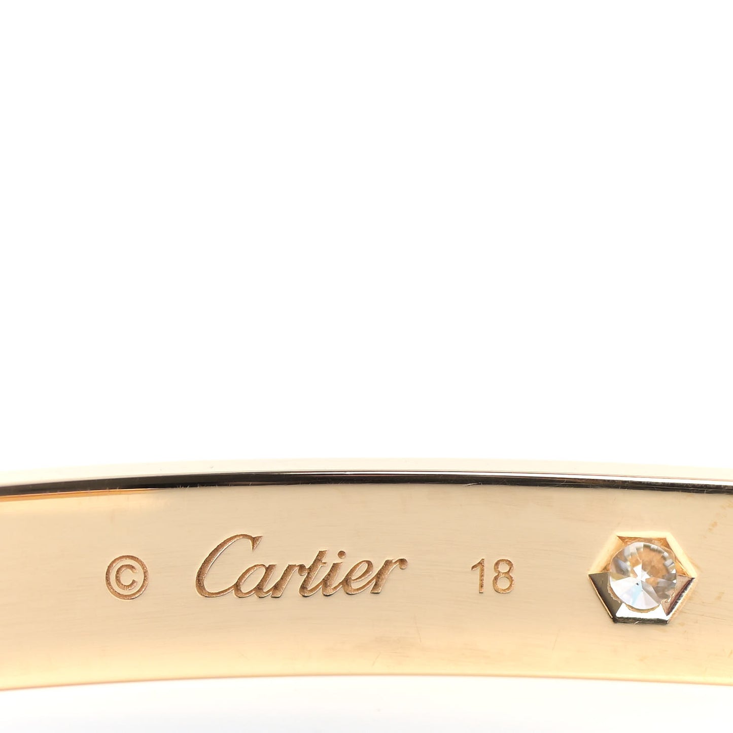 18K Yellow Gold 1 Diamond LOVE Cuff Bracelet 18
