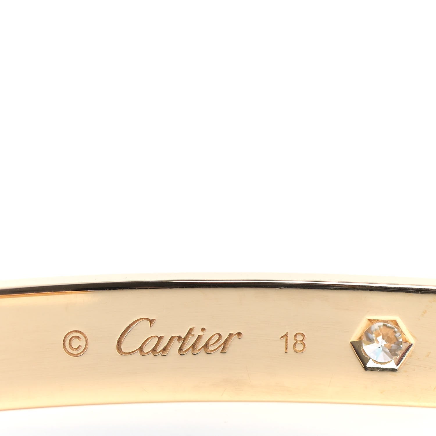 Cartier 18K Yellow Gold 1 Diamond LOVE Cuff Bracelet 18 4 of 6