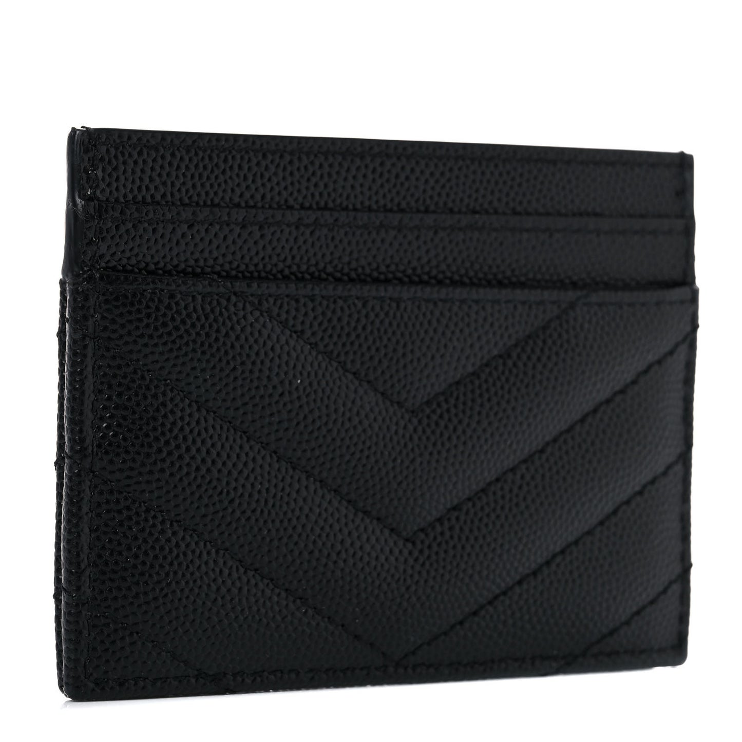 Grain De Poudre Matelasse Chevron Monogram Credit Card Case Black