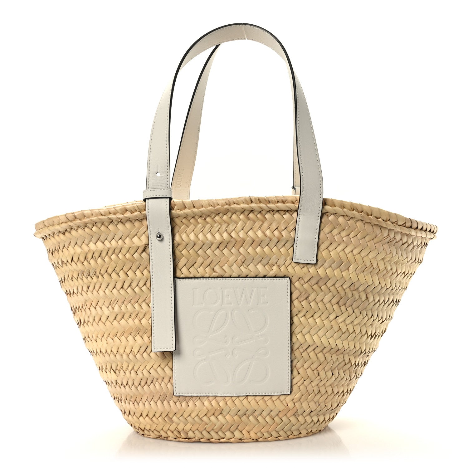 Loewe Raffia Small Basket Tote Bag Natural White 1 of 8