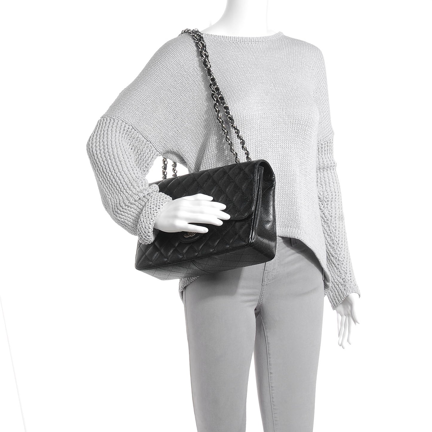 Caviar Jumbo Single Flap Black