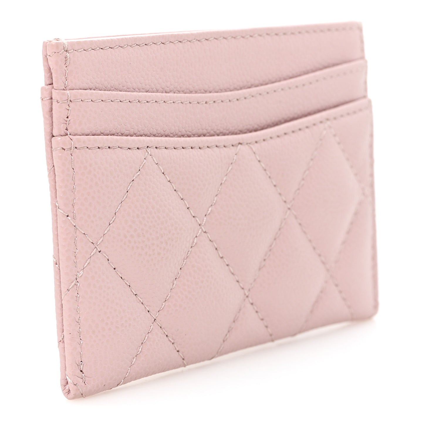 Caviar Quilted Card Holder Light Pink