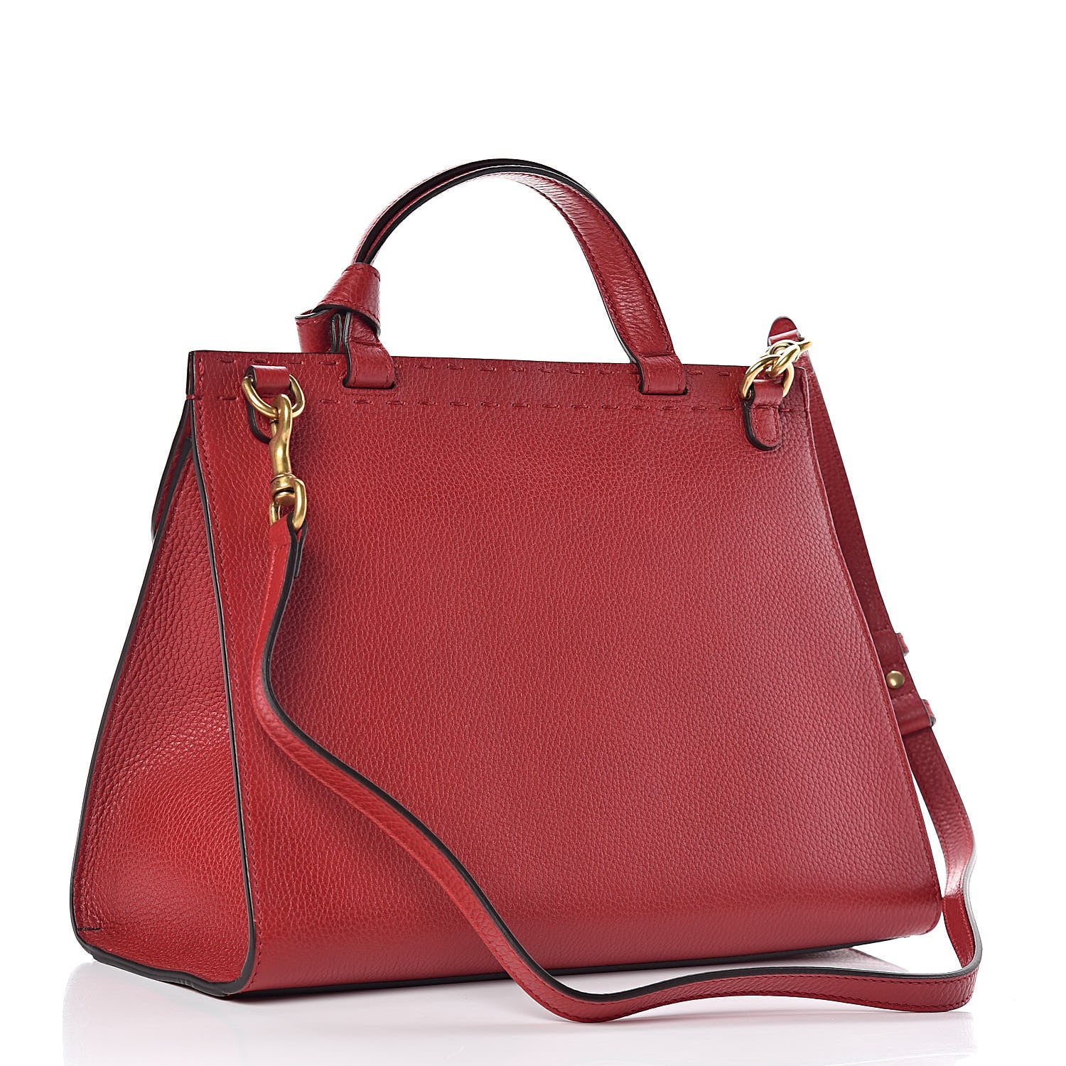 Gucci Calfskin Small GG Marmont Top Handle Bag Vulcanic Red 3 of 11