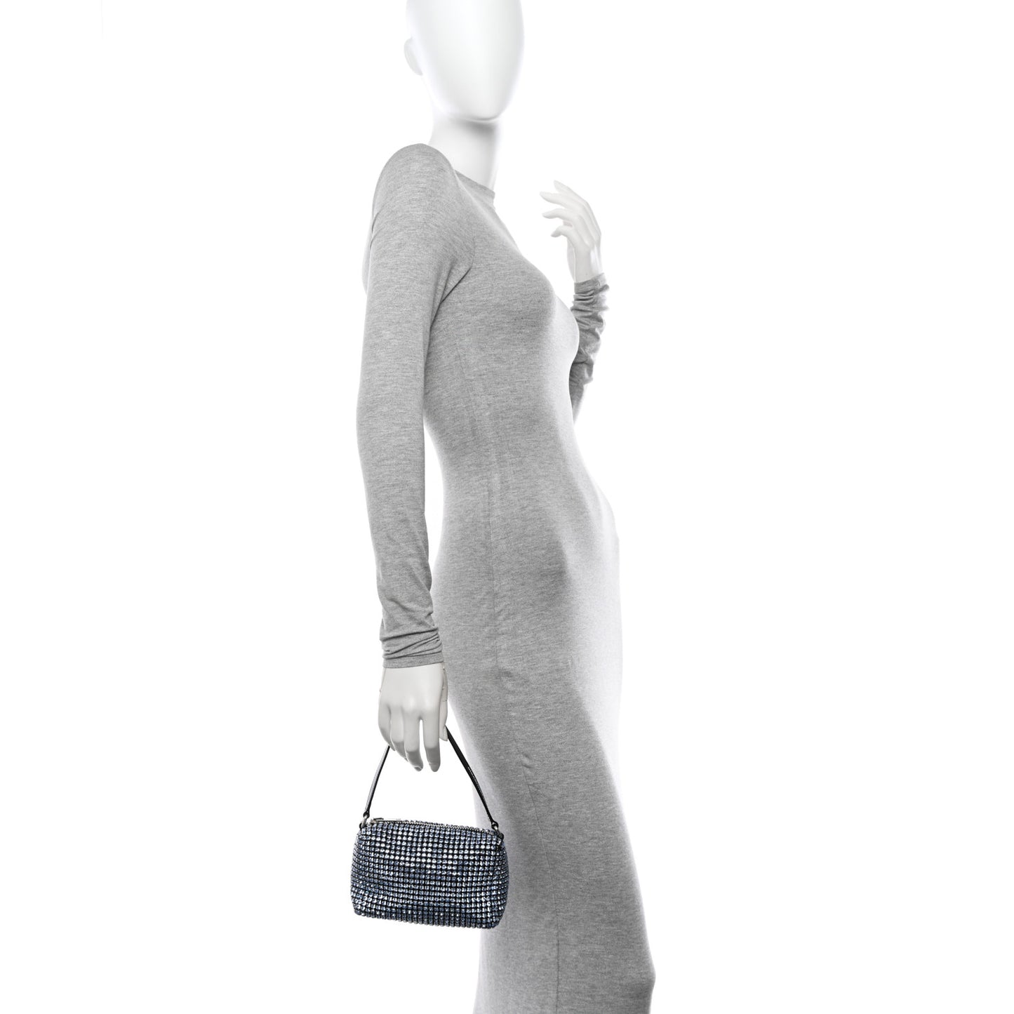 Mesh Crystal Rhinestone Mini Heiress Pouch Navy