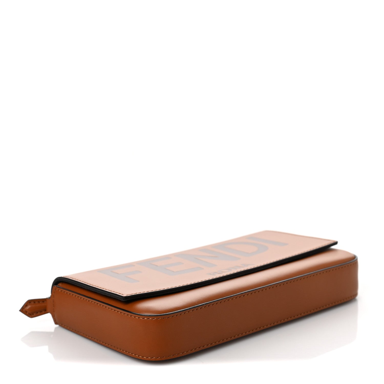 Fendi Vitello King Tamponato Logo Embossed Envelope Wallet On Chain with Pouches Cuoio 4 of 8