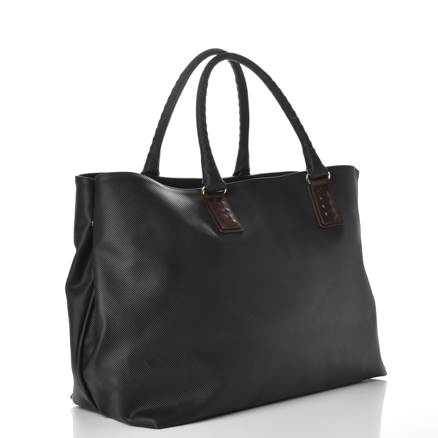 Rubberized Canvas Large Marco Polo Tote Black