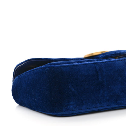 Gucci Velvet Matelasse Small GG Marmont Shoulder Bag Cobalt Blue 9 of 10