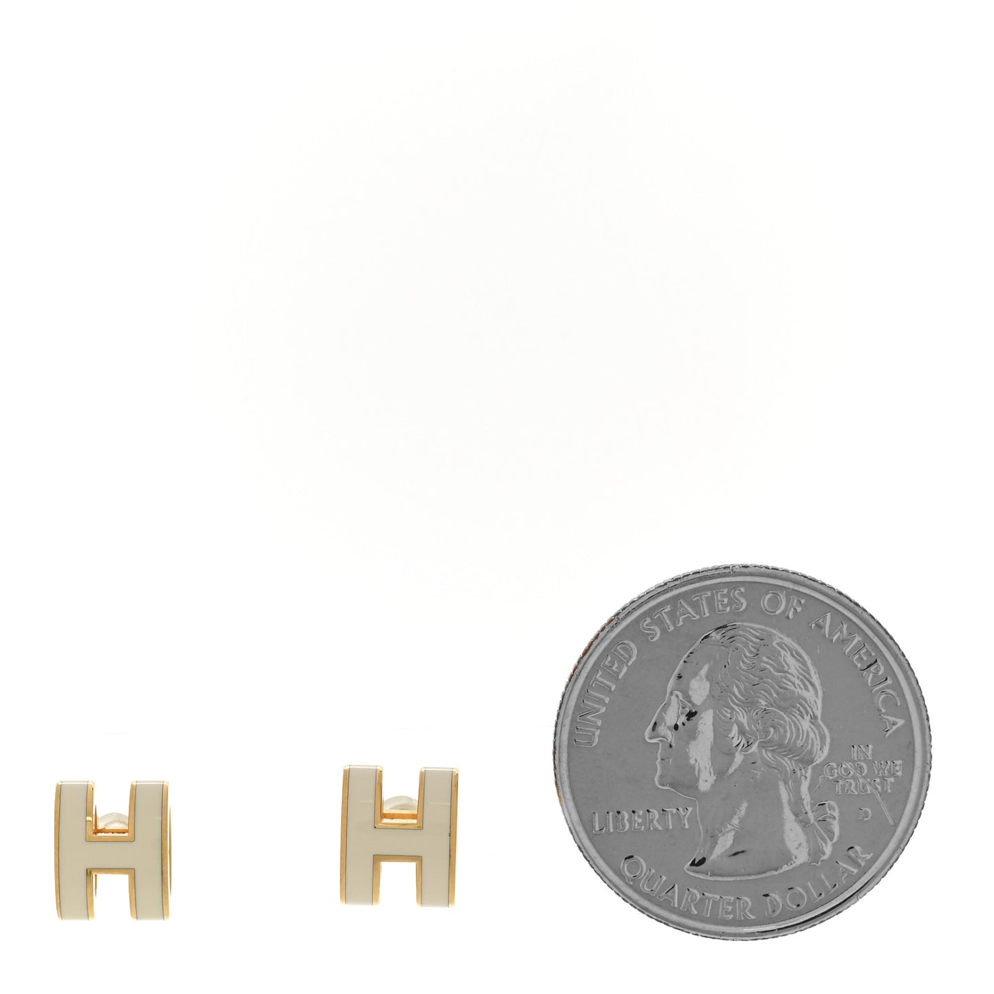 Gold Lacquered Pop H Earrings White