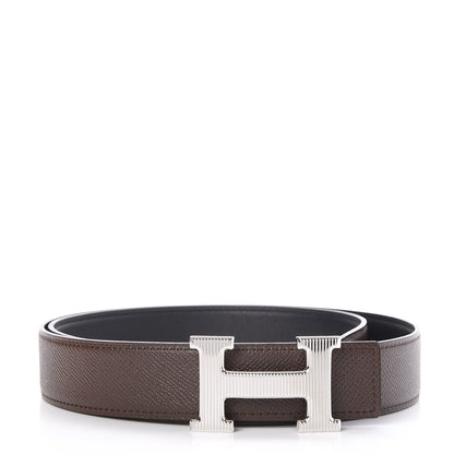 Hermes Swift Epsom 32mm Striee H Belt 90 Black Chocolate 1 of 8