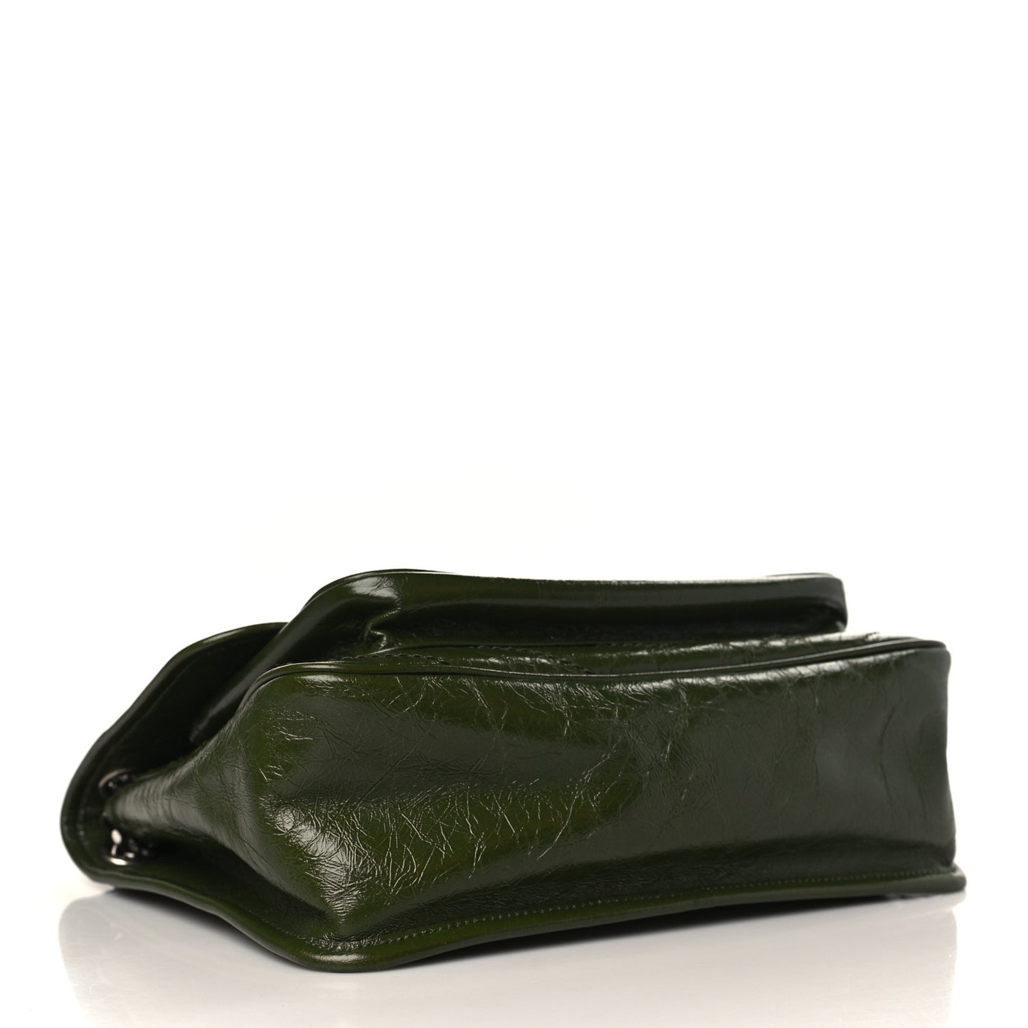 Crinkled Lambskin Matelasse Monogram Medium Niki Chain Satchel Green