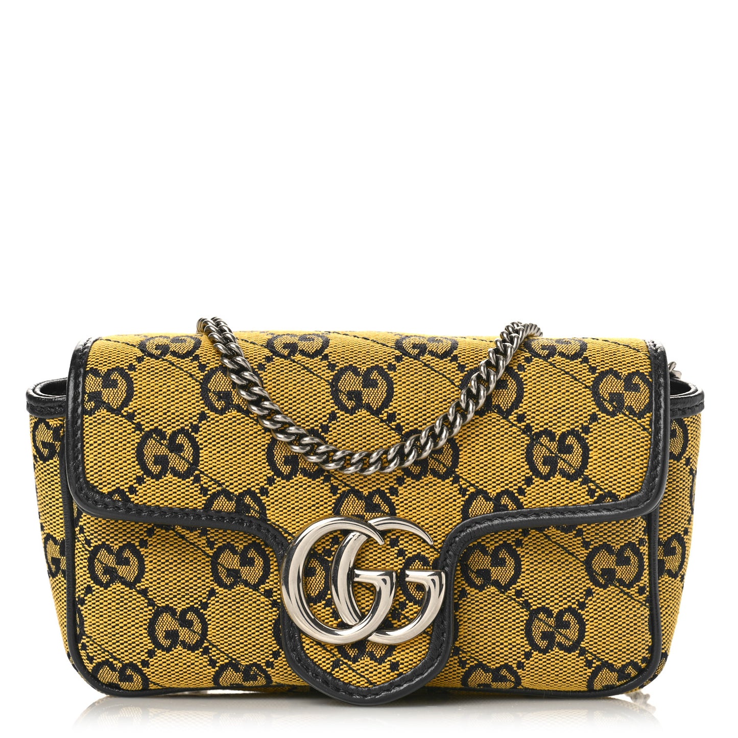 Monogram Multicolor Matelasse Diagonal Super Mini GG Marmont Shoulder Bag Yellow Blue