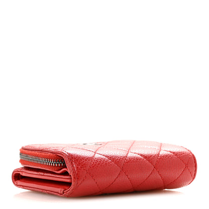 Chanel Caviar Quilted CC Zip Tri-Fold Wallet Red 4 of 11
