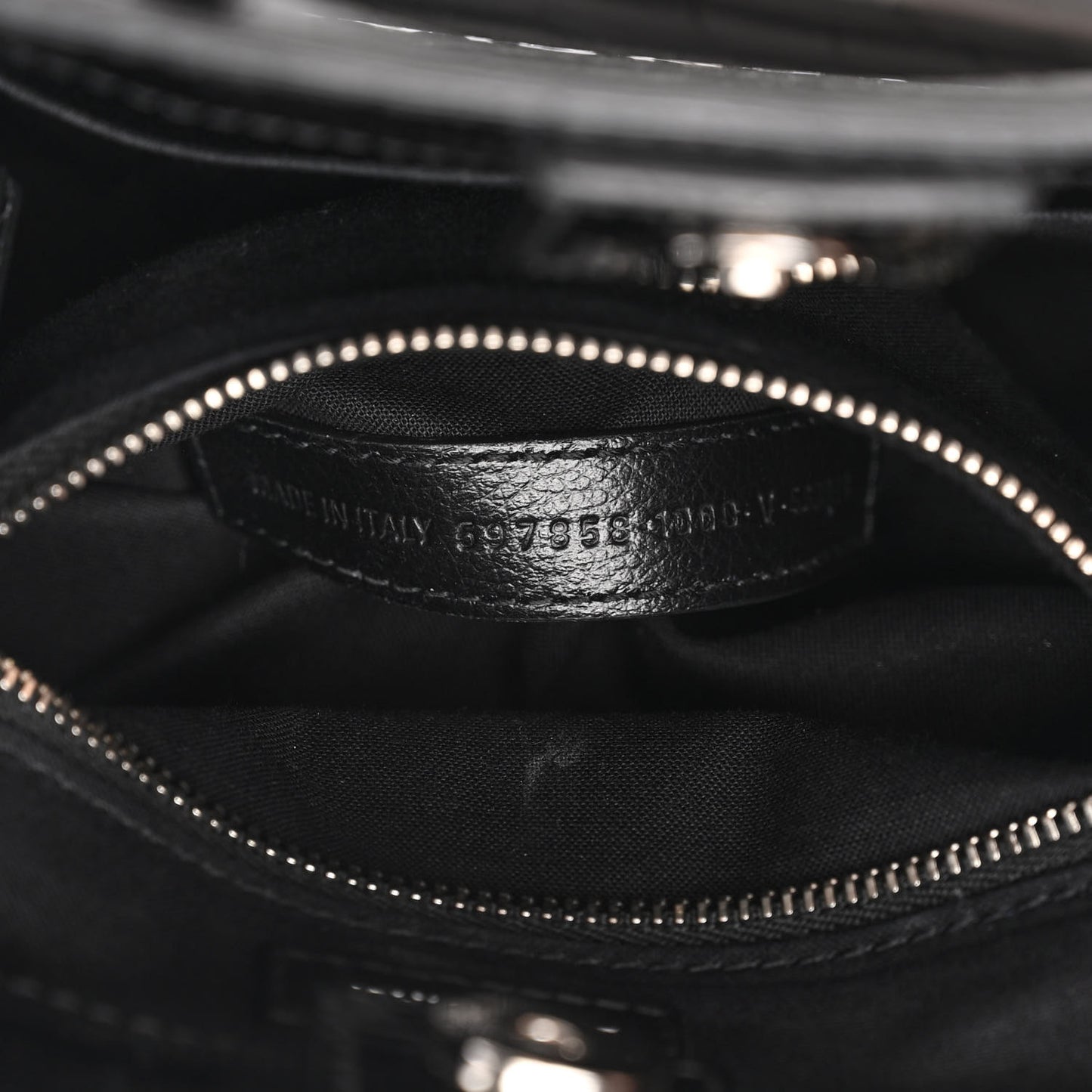 Shiny Calfskin Logo Crocodile Embossed North South Shopper Tote XXS Black White