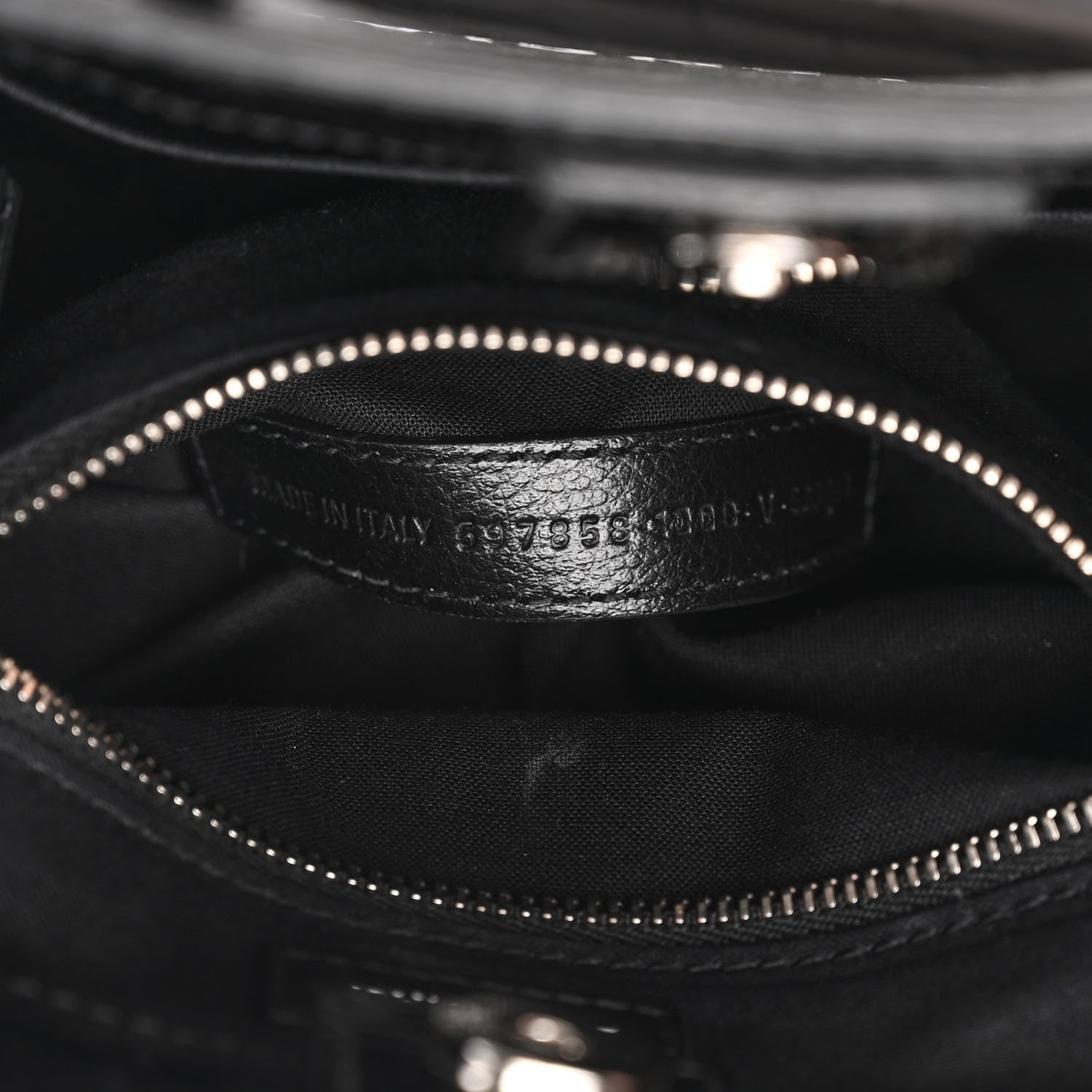 Balenciaga Shiny Calfskin Logo Crocodile Embossed North South Shopper Tote XXS Black White 7 of 10