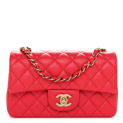 Chanel Lambskin Quilted Mini Rectangular Flap Dark Pink 1 of 10