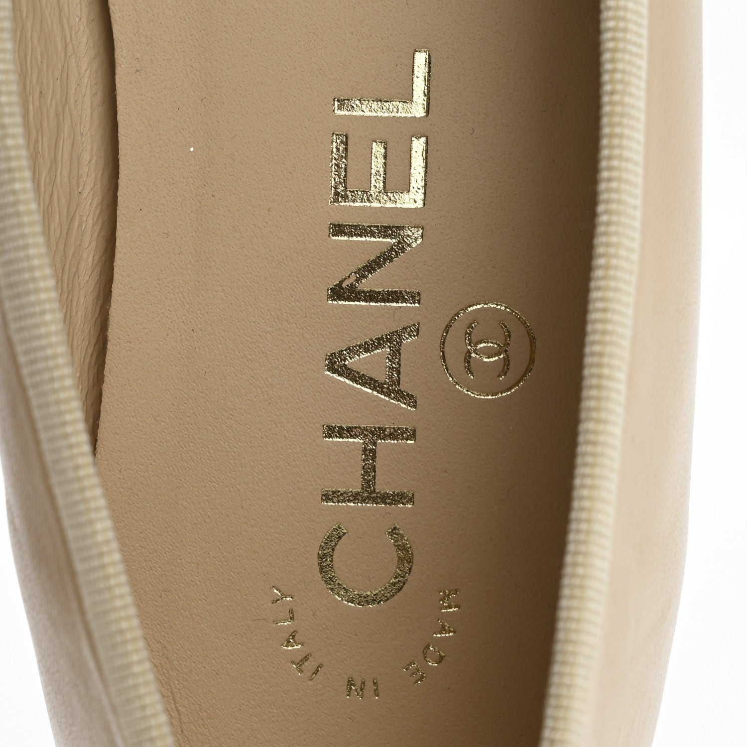 Chanel Lambskin Cap Toe CC Ballerina Flats 37 Beige Black 7 of 10