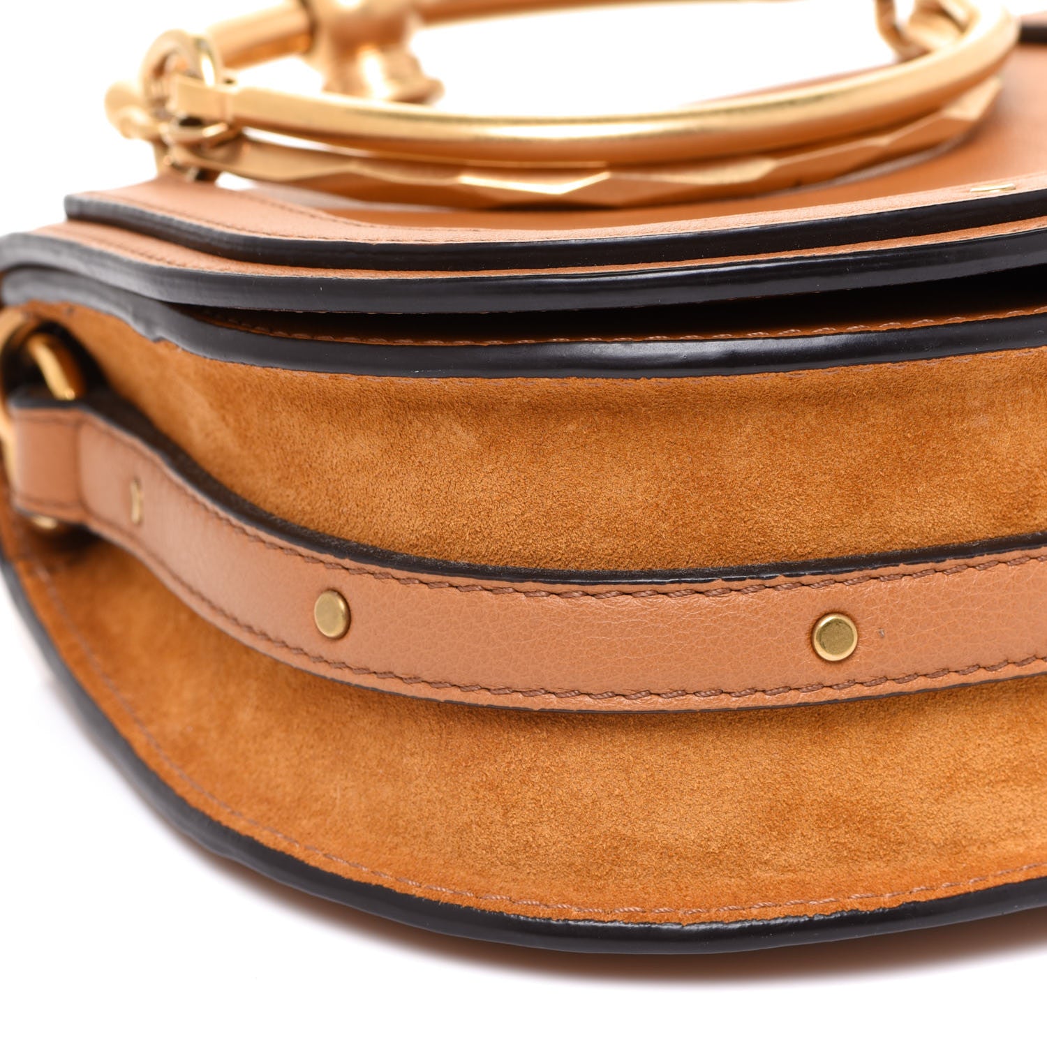 Chloe Calfskin Suede Small Nile Bracelet Bag Caramel 10 of 12