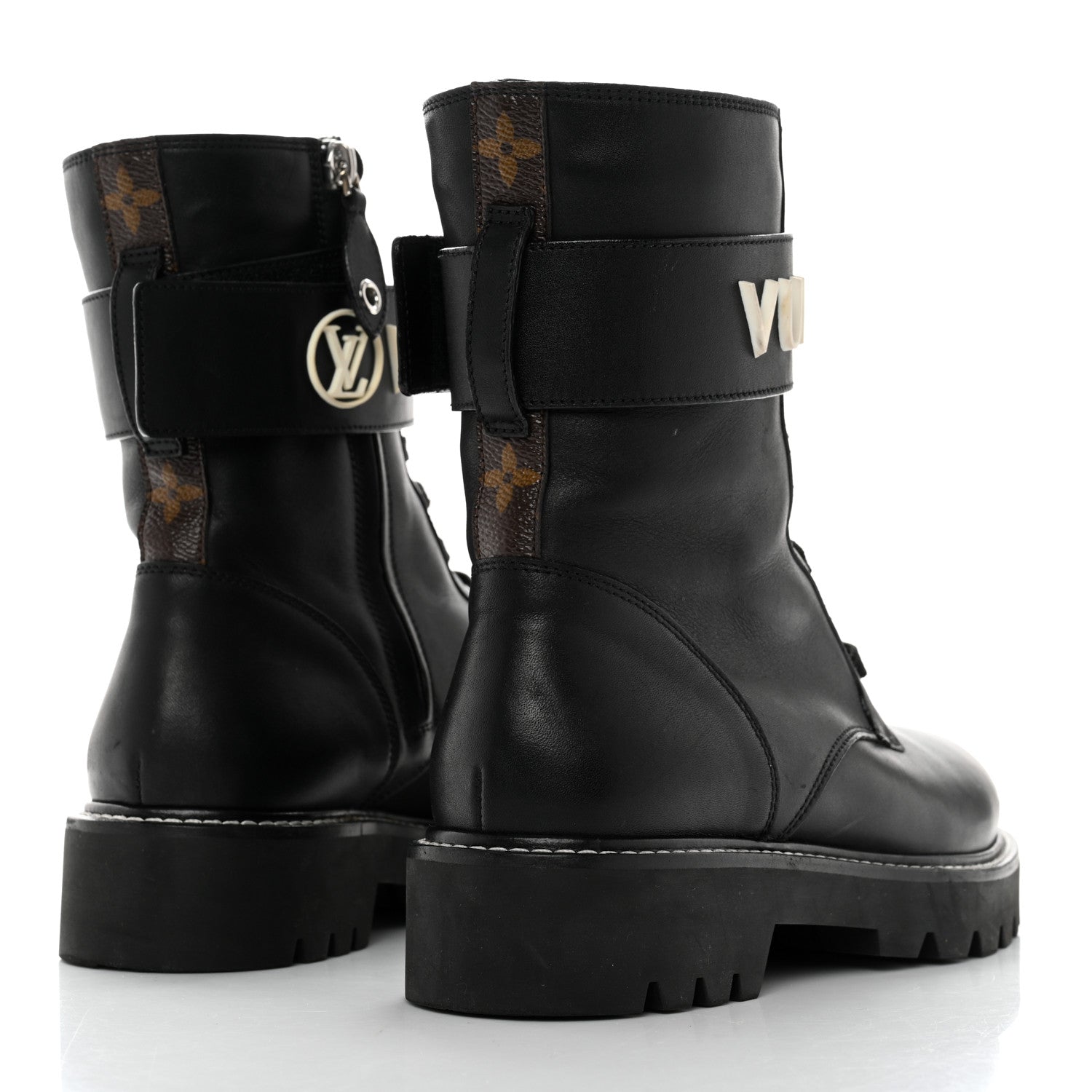 Louis Vuitton Calfskin Territory Flat Ranger Boots 37.5 Black 4 of 8