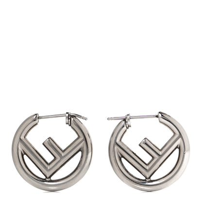 Fendi Metal FF Hoop Earrings Silver 1 of 5