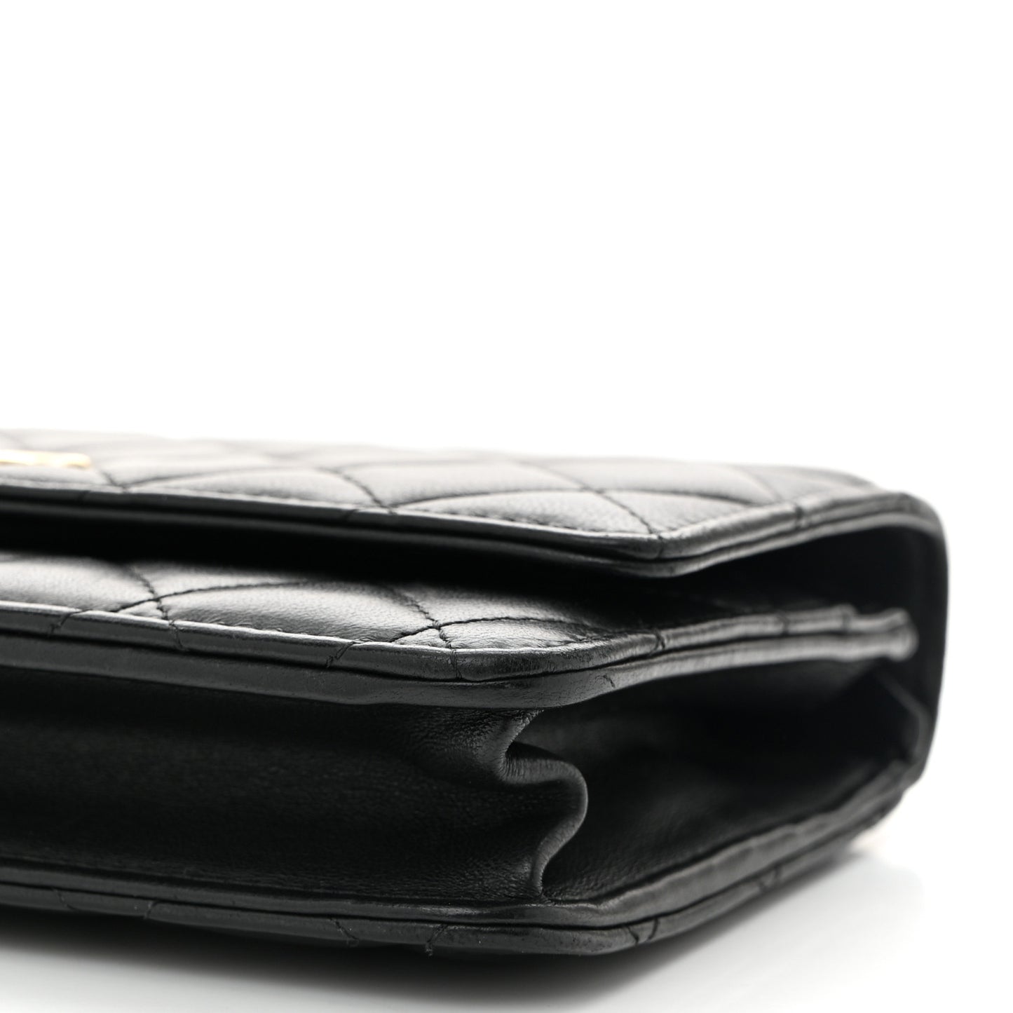 Lambskin Quilted Trendy CC Wallet On Chain WOC Black