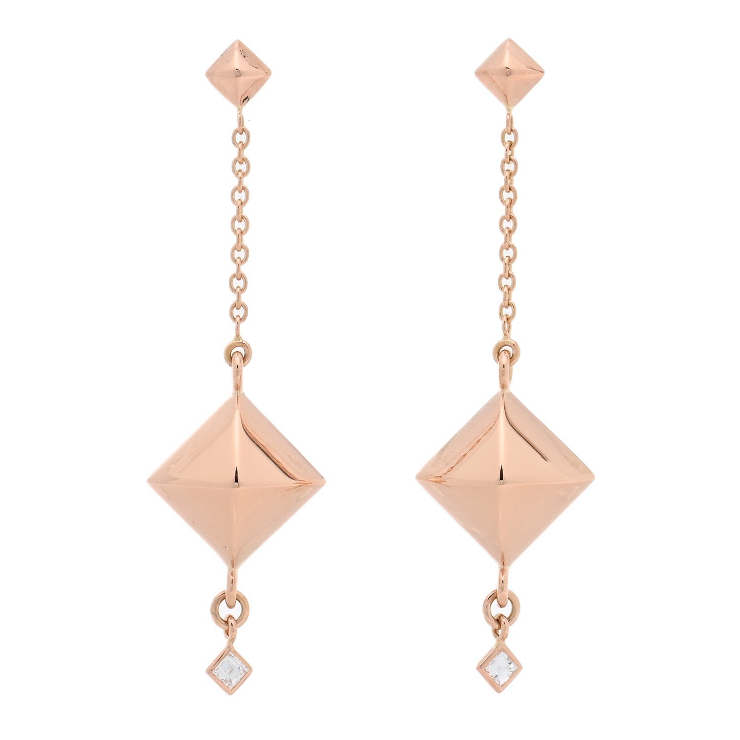 Hermes 18K Rose Gold Diamond PM Collier de Chien Rock Earrings 1 of 4