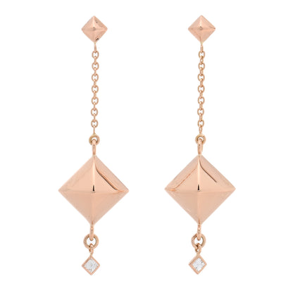 Hermes 18K Rose Gold Diamond PM Collier de Chien Rock Earrings 1 of 4