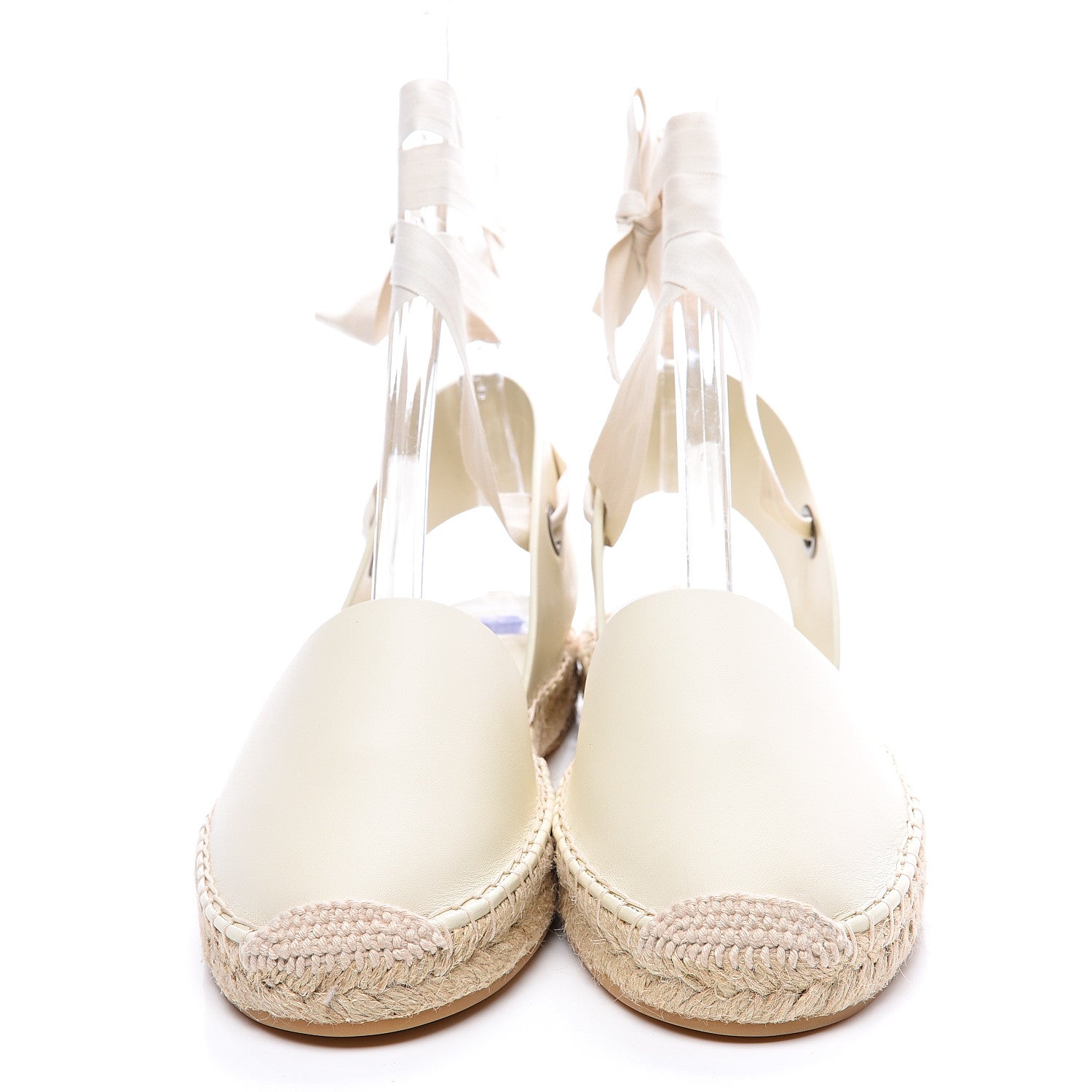 Christian Dior Calfskin Nicely-D Ankle Tie Espadrilles Flats 38 Off White 3 of 10