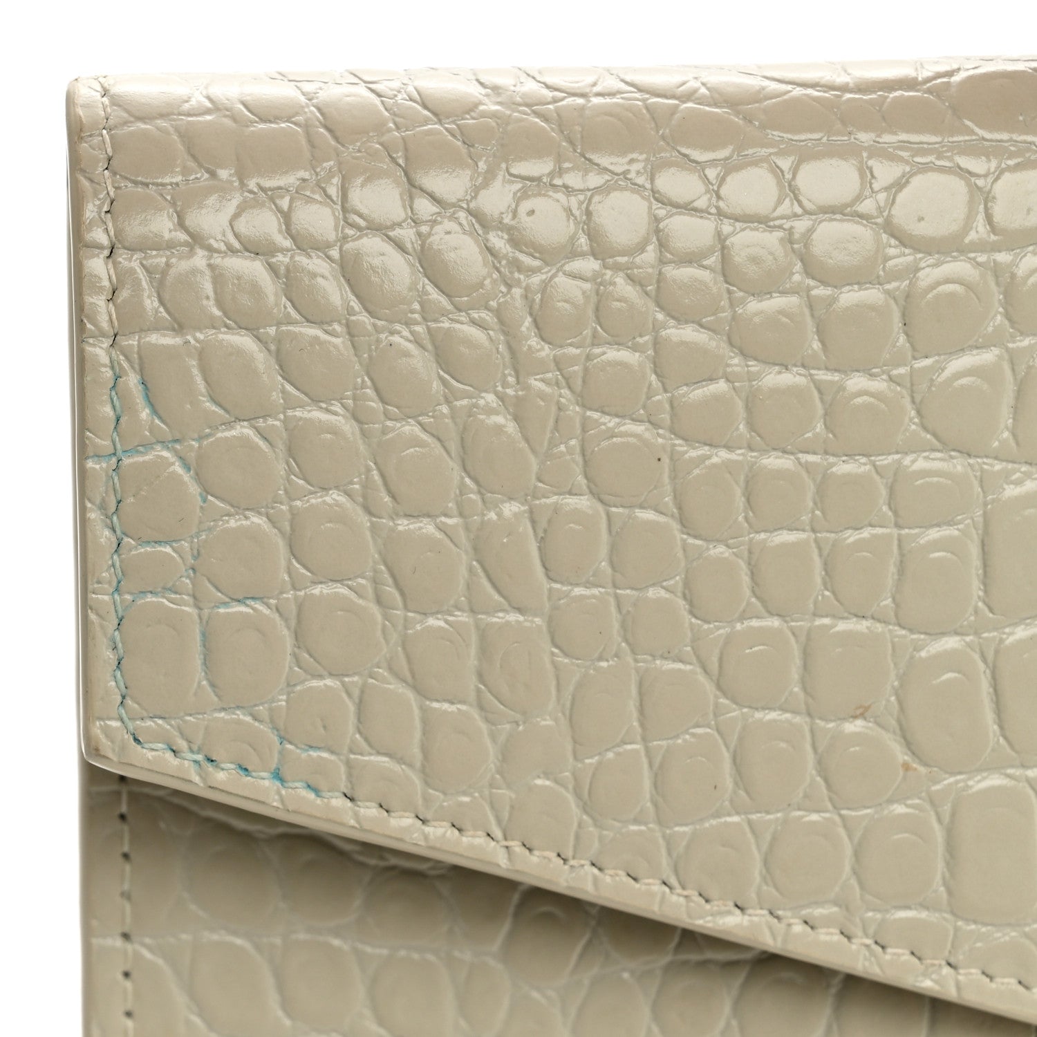 Saint Laurent Calfskin Crocodile Embossed Uptown Monogram Pouch Crema Soft 10 of 10