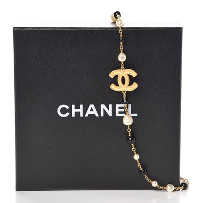 Chanel Pearl Bead CC Long Necklace Black Gold 5 of 5
