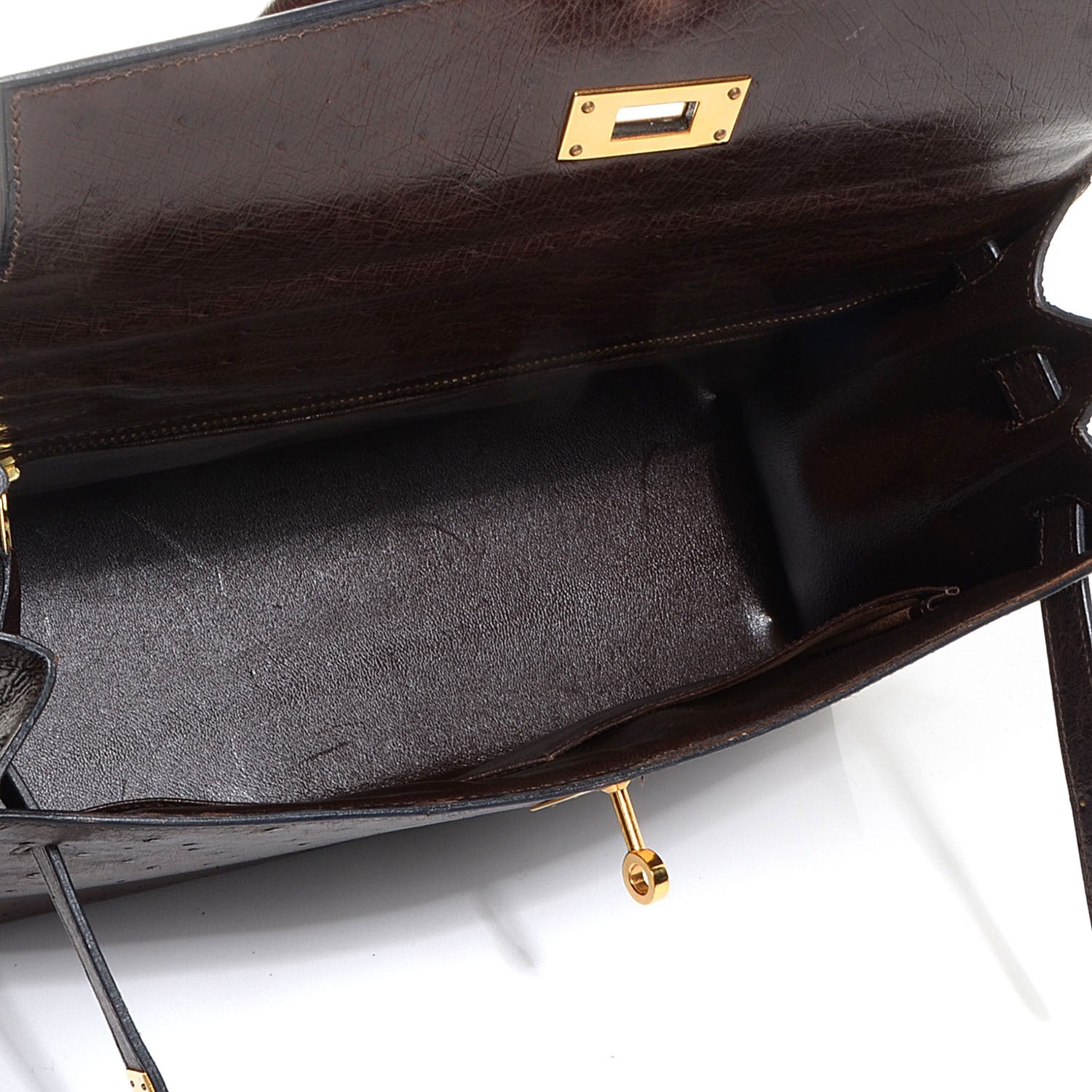 Hermes Ostrich Kelly Sellier 32 Chocolate 7 of 17