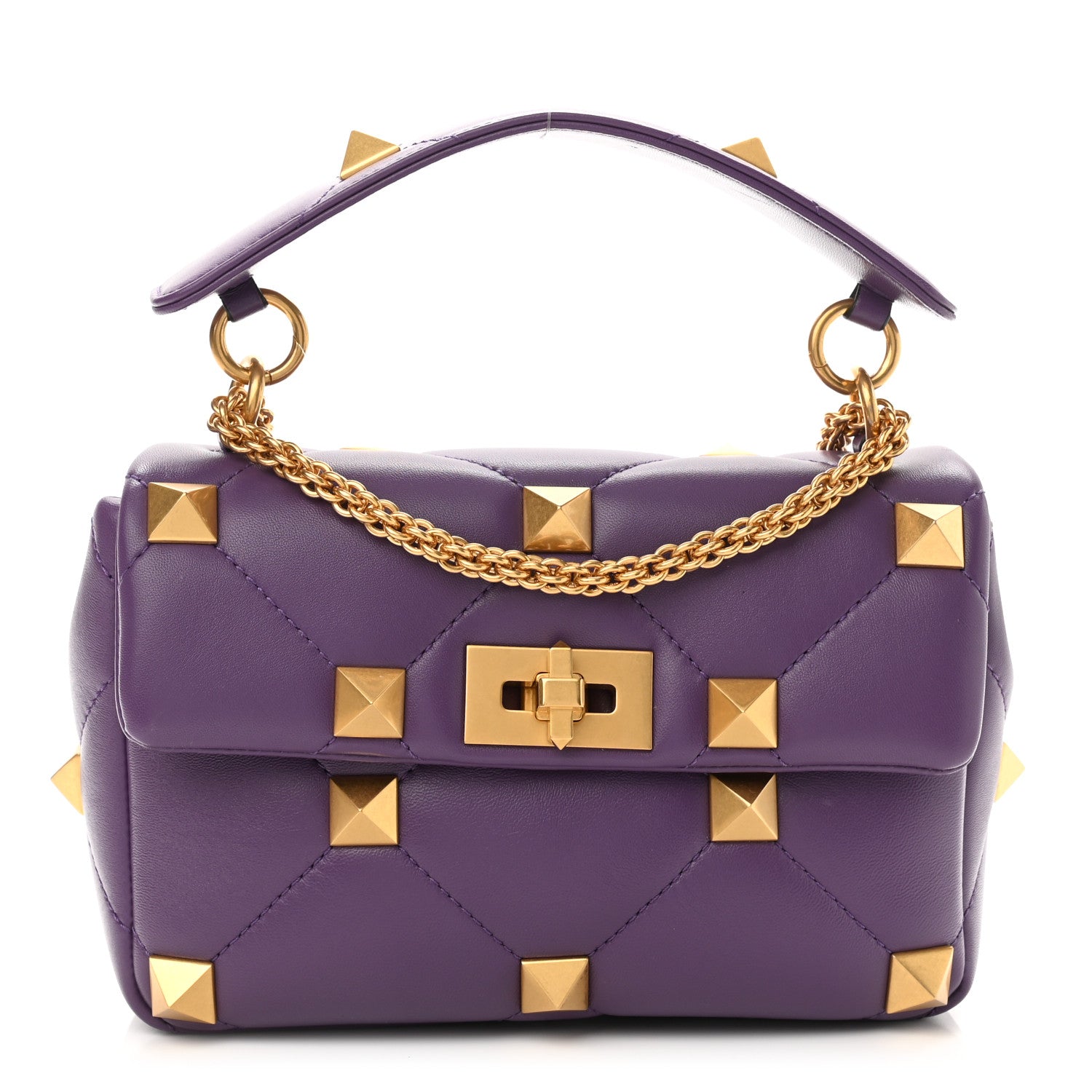Valentino Garavani Nappa Large Roman Stud Shoulder Bag Indian Violet 1 of 8