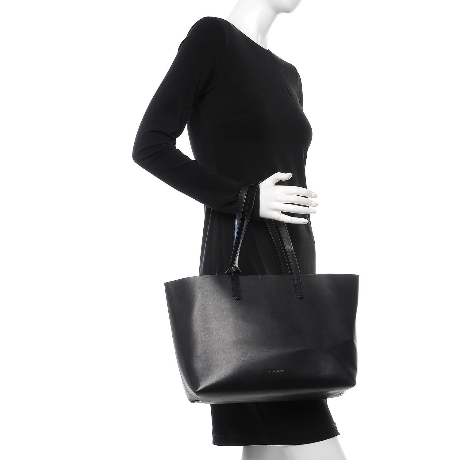 Mansur Gavriel Calfskin Small Shopping Tote Black Blue 2 of 13