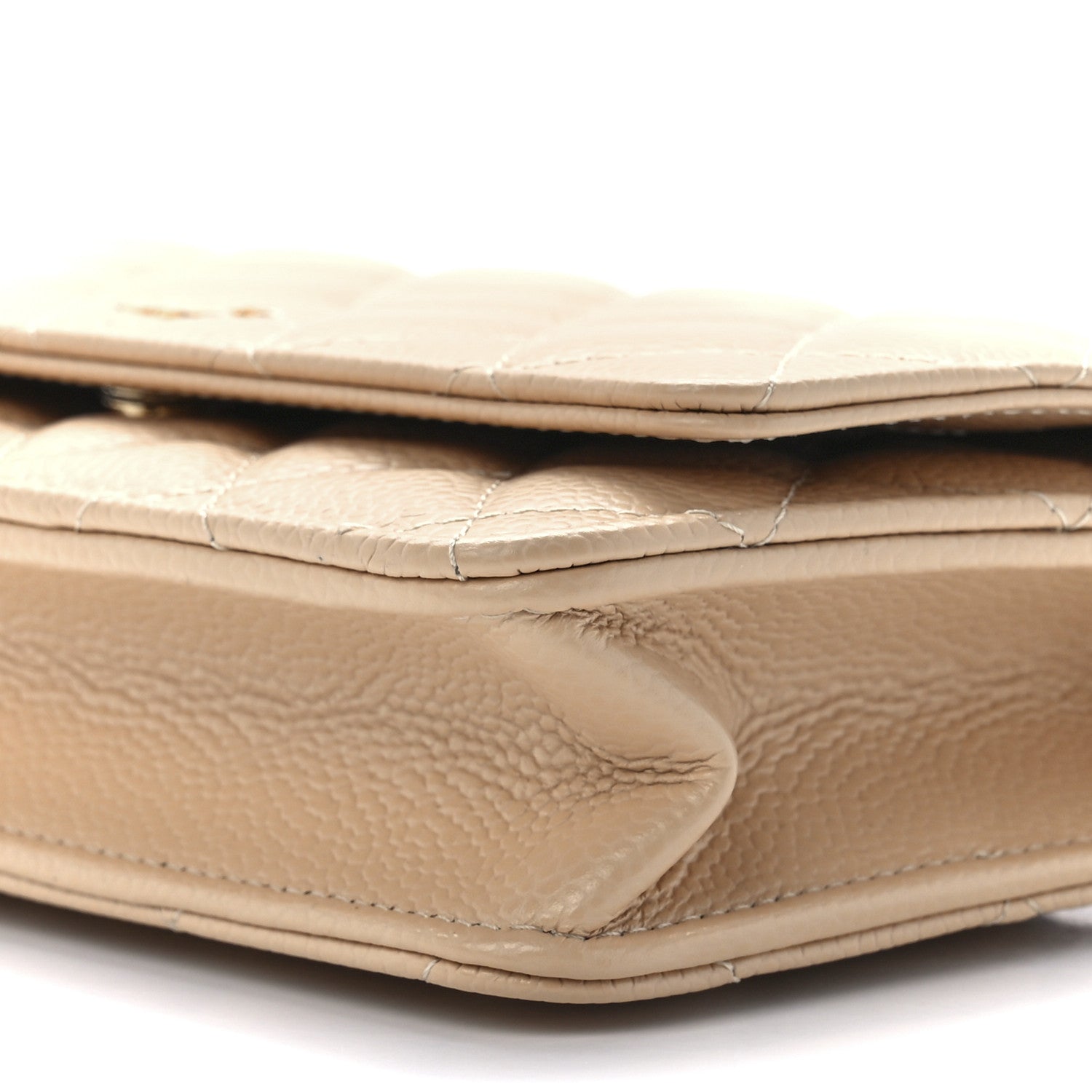 Chanel Caviar Quilted Wallet On Chain WOC Light Beige 11 of 12