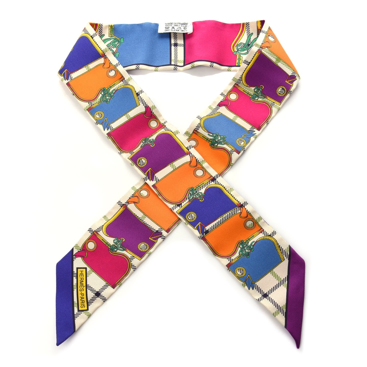 Hermes Silk Camails Twilly Scarf Iris Orange Vanilla 1 of 3