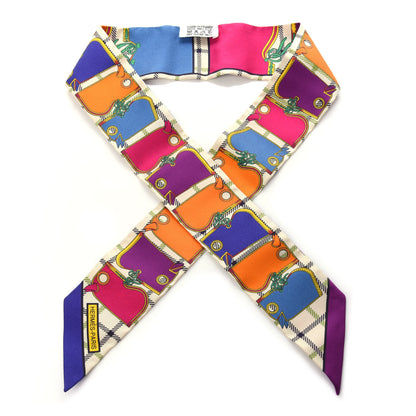 Hermes Silk Camails Twilly Scarf Iris Orange Vanilla 1 of 3