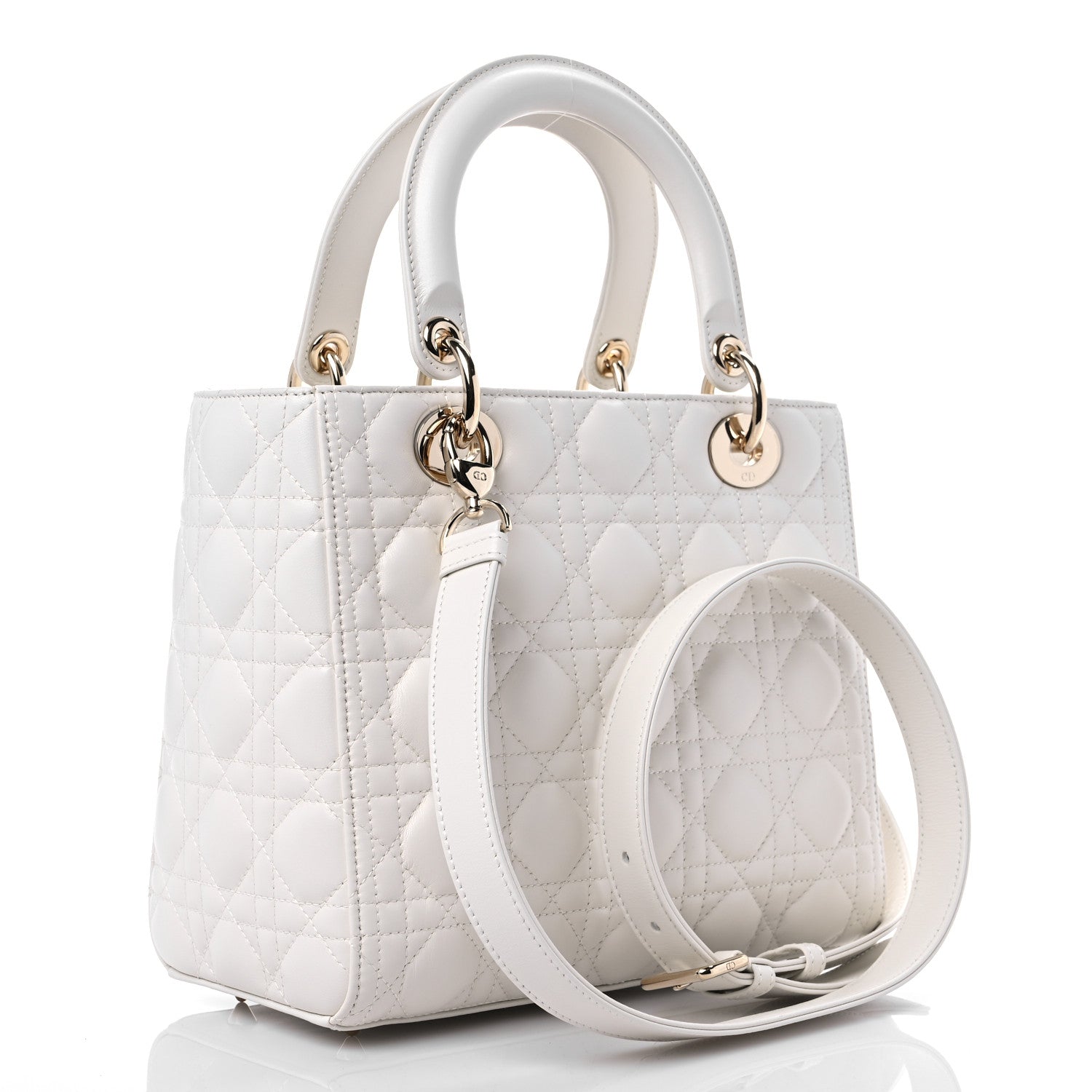 Christian Dior Lambskin Cannage Medium Lady Dior White 2 of 6