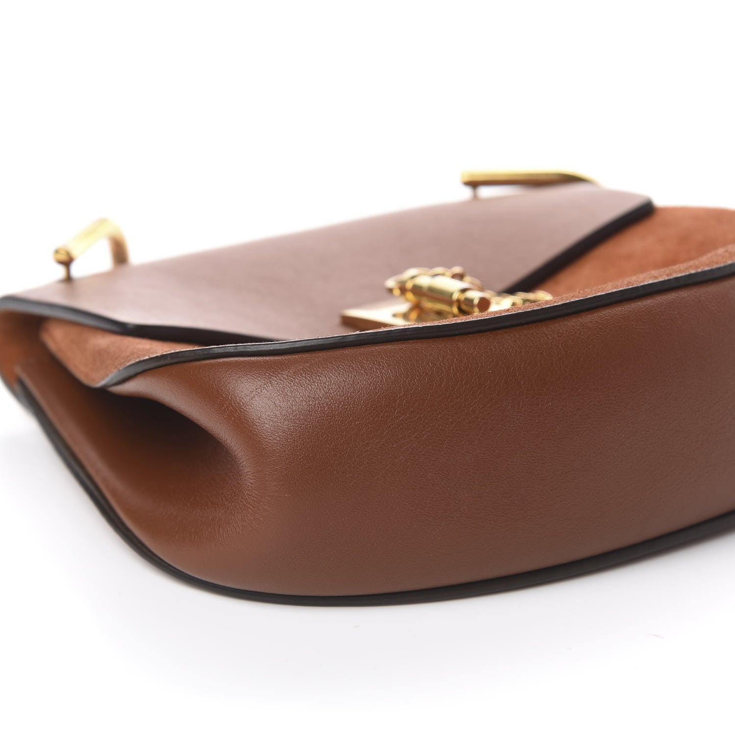 Chloe Suede Smooth Calfskin Drew Shoulder Bag Tobacco 6 of 13