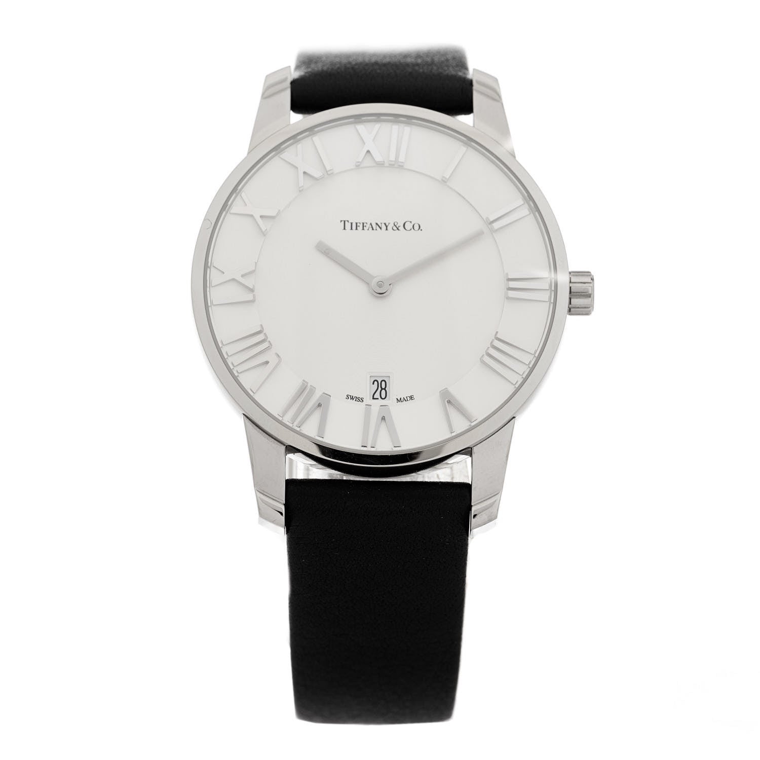 Tiffany Stainless Steel Calfskin 37mm Atlas 2-Hand Quartz Watch 1 of 4