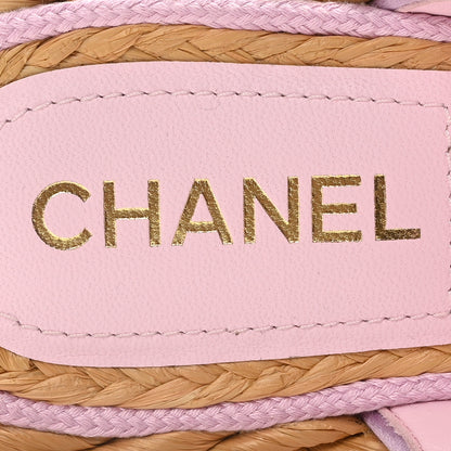 Chanel Tweed Mesh Satin CC Thong Sandals 38.5 Light Purple Pink Red 8 of 9