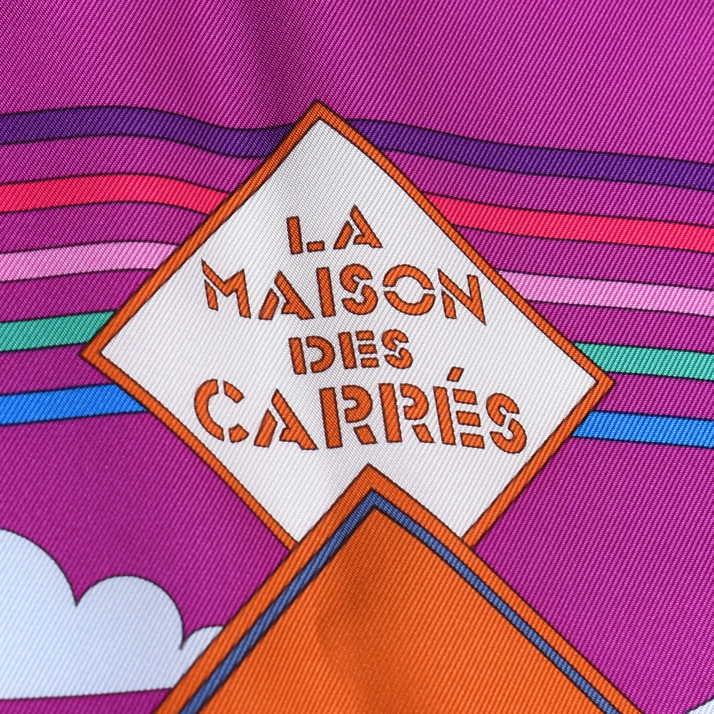 Silk La Maizeon des Carres Scarf 90 Fuchsia Blanc Multicolore