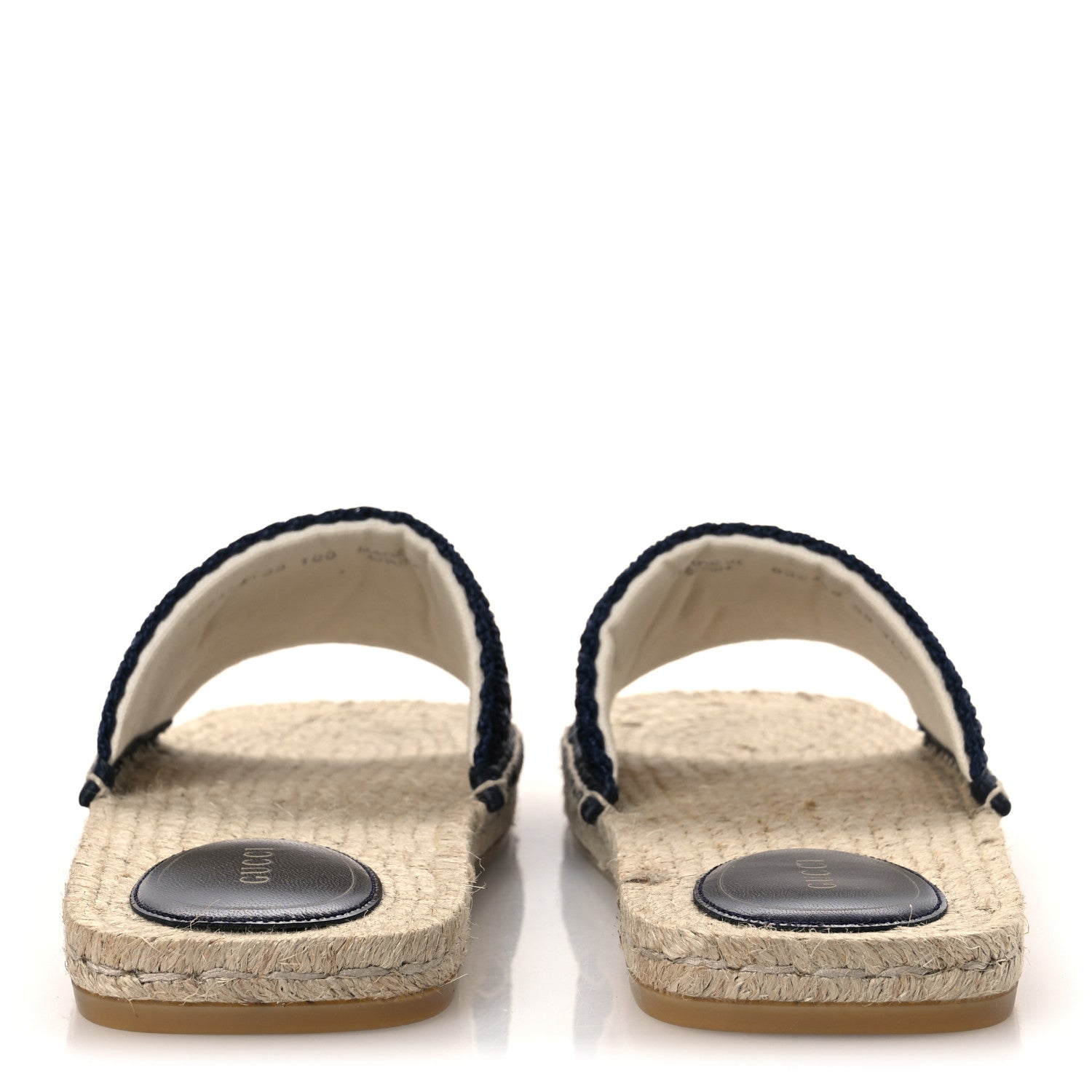 Gucci Macrochet Raffia Logo Flat Slide Espadrille Sandals 38 Blue Great White 7 of 13