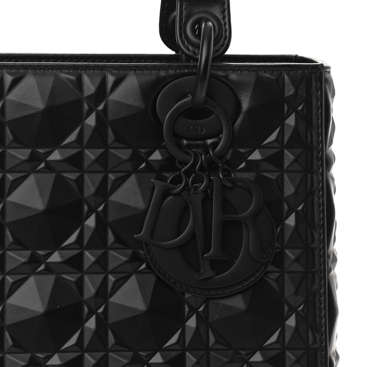 Calfskin Cannage Diamond Cannage Medium Lady Dior Black